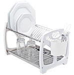 Escorredor de Louças Iguaçú em Aço Inox com Porta Talheres e Laterais em Polipropileno - 16 Pratos