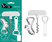 Conjunto com 2 Abridores em Aço Inox + 1 Saca-Rolhas - 3 peças