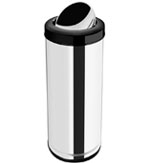 Cesto para Lixo com Tampa Basculante, Corpo em Aço Inox e Aro em Polipropileno 30L