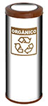 Cesto para Lixo Reciclável com Tampa Basculante, Corpo em Aço Inox e Aro PP Marrom (Orgânico) 30L