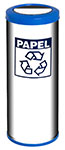 Cesto para Lixo Reciclável com Tampa Basculante, Corpo em Aço Inox e  Aro PP Azul (Papel) 30L